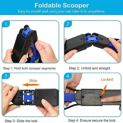 Foldable Dog Poop Scooper Grabber Long Handle Foldable Stainless Steel Poop Shovel Adjustable Portable Rust Proof