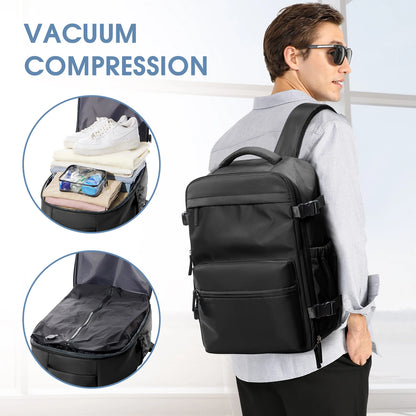 Expandable Vacuum Travel Luggage Backpack – Large Capacity Laptop Bag Men Women - Comes With Pump - Airback Smart Compression Backpack