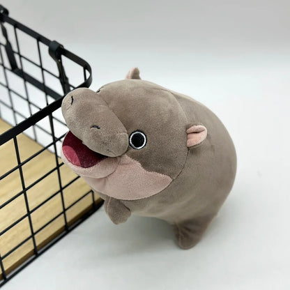 21cm/42cm Happy Fat Chubby Hippo Plush Soft Stuffed Toy Moo Deng Cute Cartoon Hippo