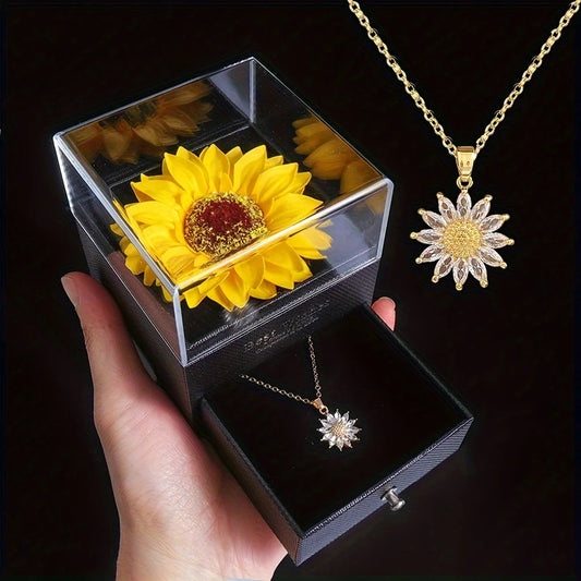 Elegant Sunflower Necklace Gift Set - Love, Loyalty, Friendship
