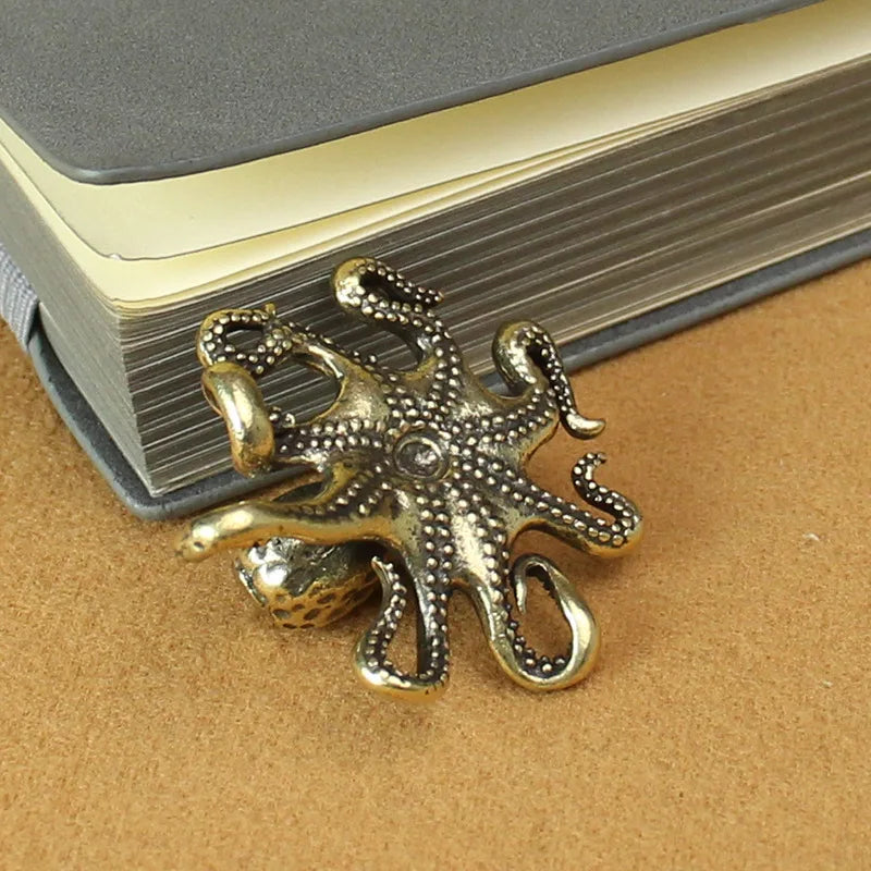 Mini Brass Copper Metal Octopus Figurine – Desk Buddy Ornament Collectible