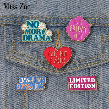 Funny Sarcastic Quotes Text Enamel Pin Badges Limited Edition Don’t Quit Dramatic Send Noods