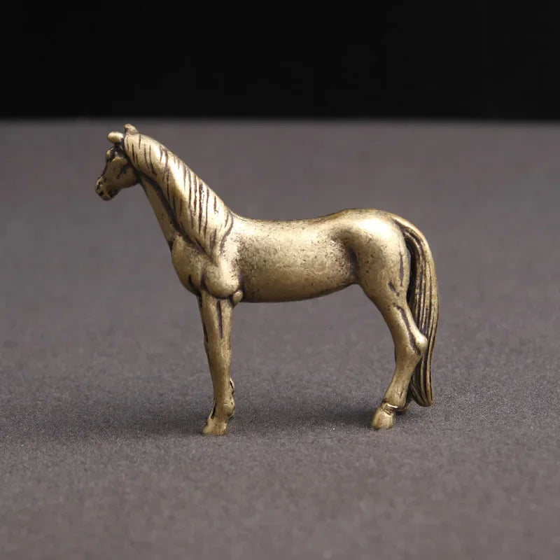 Mini Brass Copper Metal Horse Figurine – Desk Buddy Ornament Collectible