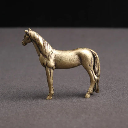 Mini Brass Copper Metal Horse Figurine – Desk Buddy Ornament Collectible
