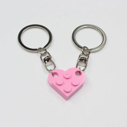 Couple Friends Heart-Shaped Keychain Keyring Set - Matching Design Gift
