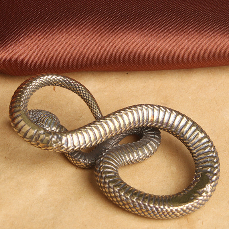 Mini Brass Copper Metal Snake Figurine – Desk Buddy Ornament Collectible