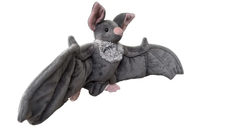 25cm Cute Grey Bat Plush Soft Toy with Posable Wings