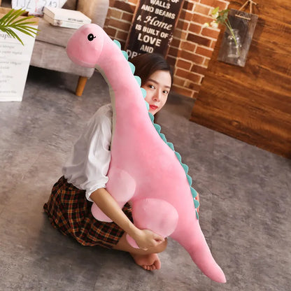 50cm or 80cm Long-Neck Dinosaur Plush Soft Toy – Pink, Green, Blue Brachiosaurus