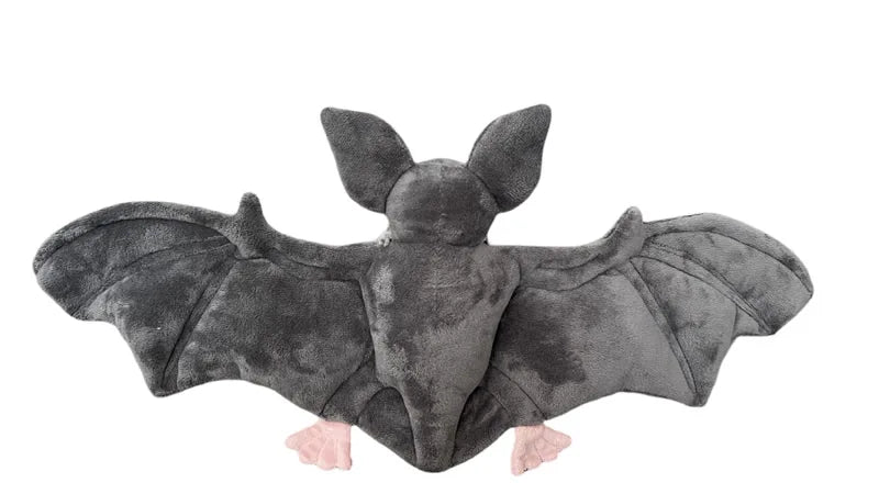 25cm Cute Grey Bat Plush Soft Toy with Posable Wings