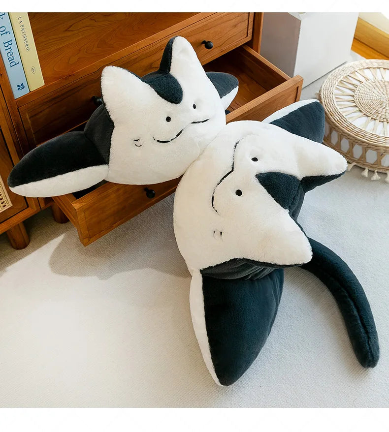 Cute 75cm/90cm Manta Ray Fish Cat Plush Toy – Soft Toy Stuffed Animal Cushion Pillow Kawaii