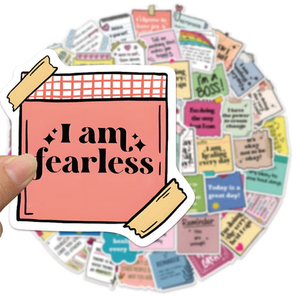 50Pc Self-Affirmation Quote Stickers – Motivational Waterproof Vinyl Pack