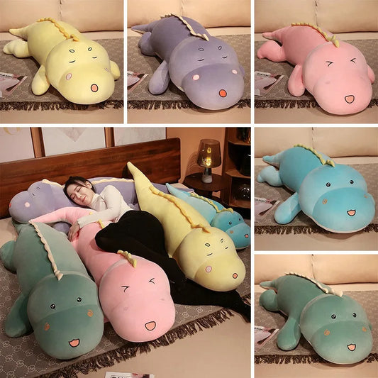 Giant 80-150cm Long Dinosaur Crocodile Plush – Soft Cartoon Plush in Green, Pink, Blue, Yellow, or Purple