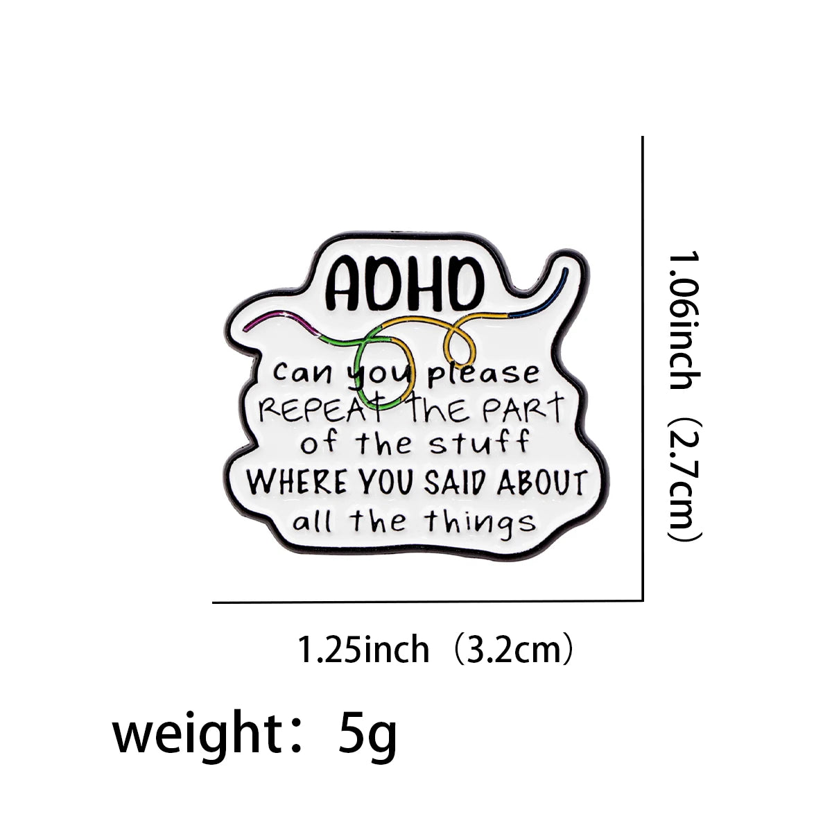 Funny ADHD Enamel Pin Badge Hyperfocus Switch Please Repeat Neurodivergent