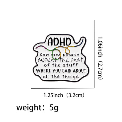 Funny ADHD Enamel Pin Badge Hyperfocus Switch Please Repeat Neurodivergent