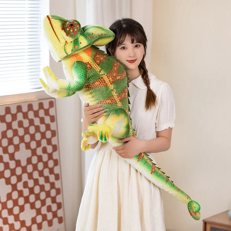 80/110cm Large Chameleon Plush Soft Toy – Soft Reptile Toy Statement