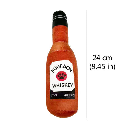 Funny Squeaky Dog Toy Beer Wine Alcohol Bottle Shaped Pet Dog Plush Toy Gift Comedy Novelty Fun Silly