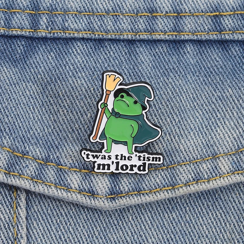 Twas The Tism M’Lord Frog Enamel Pin Badge Autism Funny Wizard Witch Brooch Lapel Cartoon