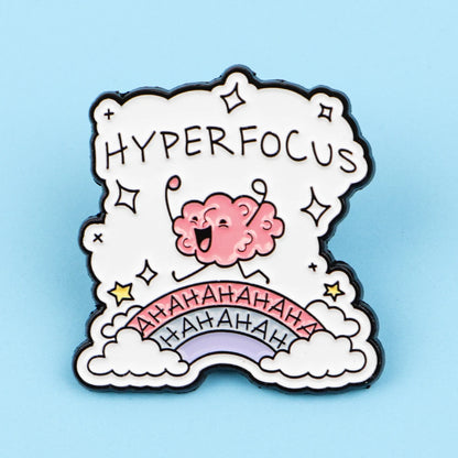 Hyperfocus ADHD Brain Funny Enamel Brooch Lapel Pin Badge Gift Neurodivergent