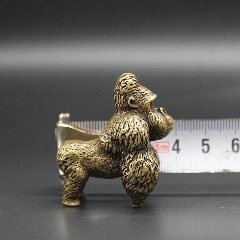 Mini Brass Copper Metal Gorilla Figurine – Desk Buddy Ornament Collectible