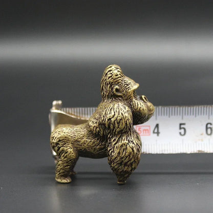 Mini Brass Copper Metal Gorilla Figurine – Desk Buddy Ornament Collectible