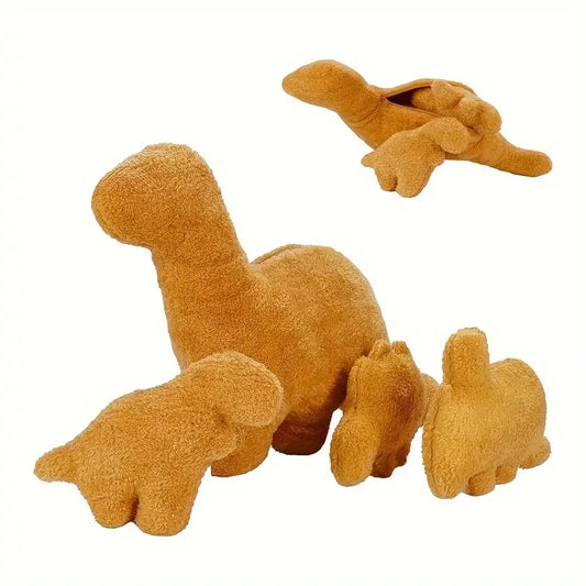 4 Piece Large Dino Nugget Plush Soft Toy Set – Dinosaur Chicken Nugget Soft Toys