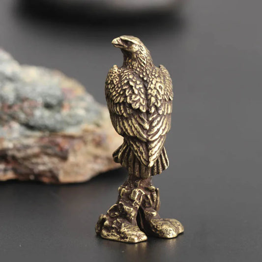 Mini Brass Copper Metal Eagle Figurine – Desk Buddy Ornament Collectible