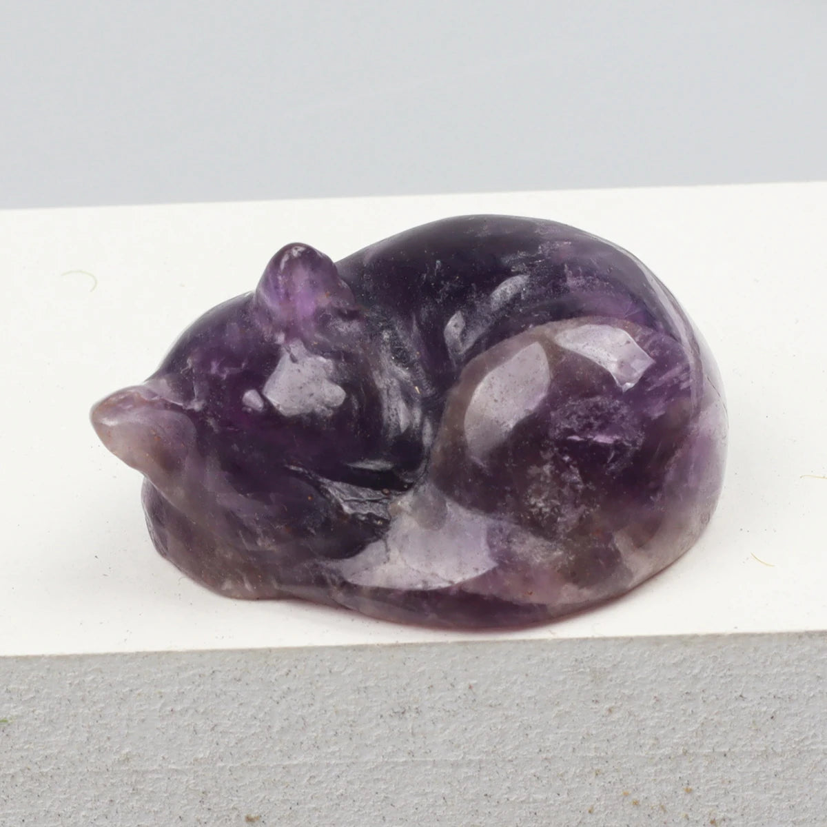 Crystal Sleeping Cat Figurines – Hand-Carved Natural Stone Animal Cats Figures for Chakra Energy Healing & Home Décor