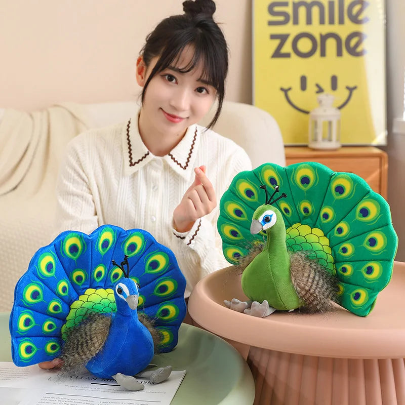 23cm Realistic Peacock Plush Soft Toy – Beautiful Green or Blue Design