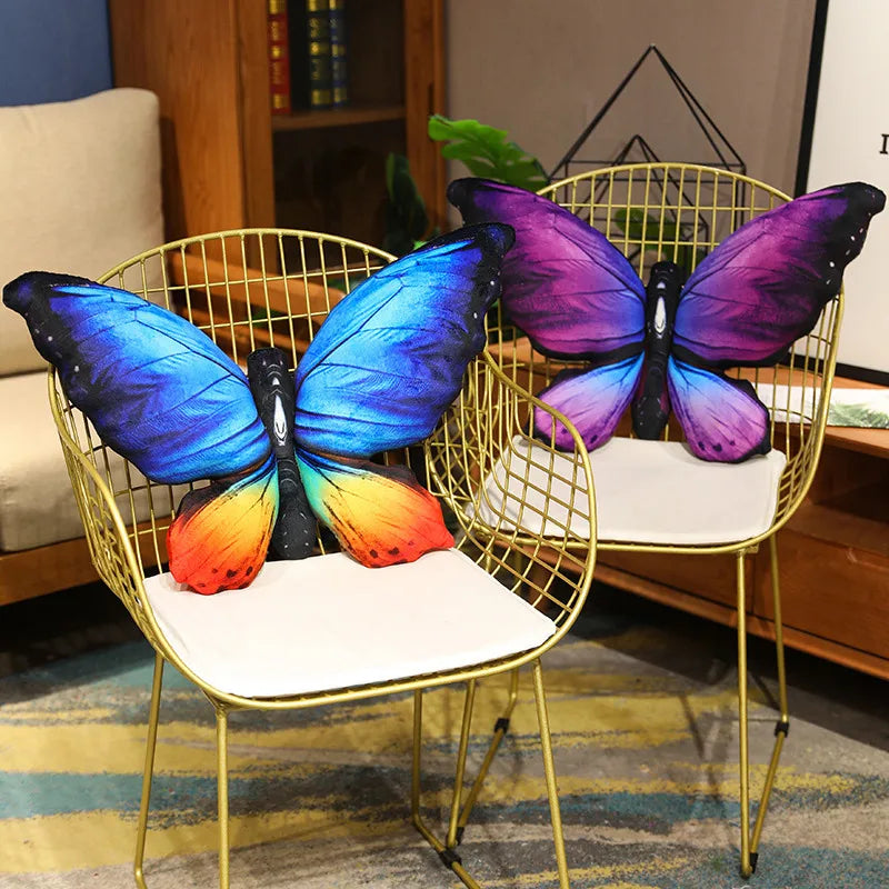 40×50cm Large Butterfly Plush Soft Toy Decorative Cushion – Blue/Pink/Yellow Multicolour Options