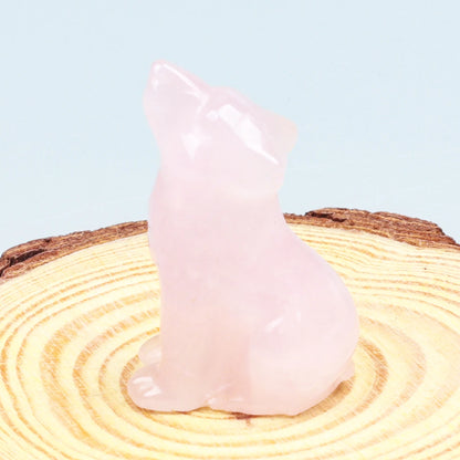 Crystal Howling Wolf Figurines – Hand-Carved Natural Stone Animal Wolves Figures for Chakra Energy Healing & Home Décor