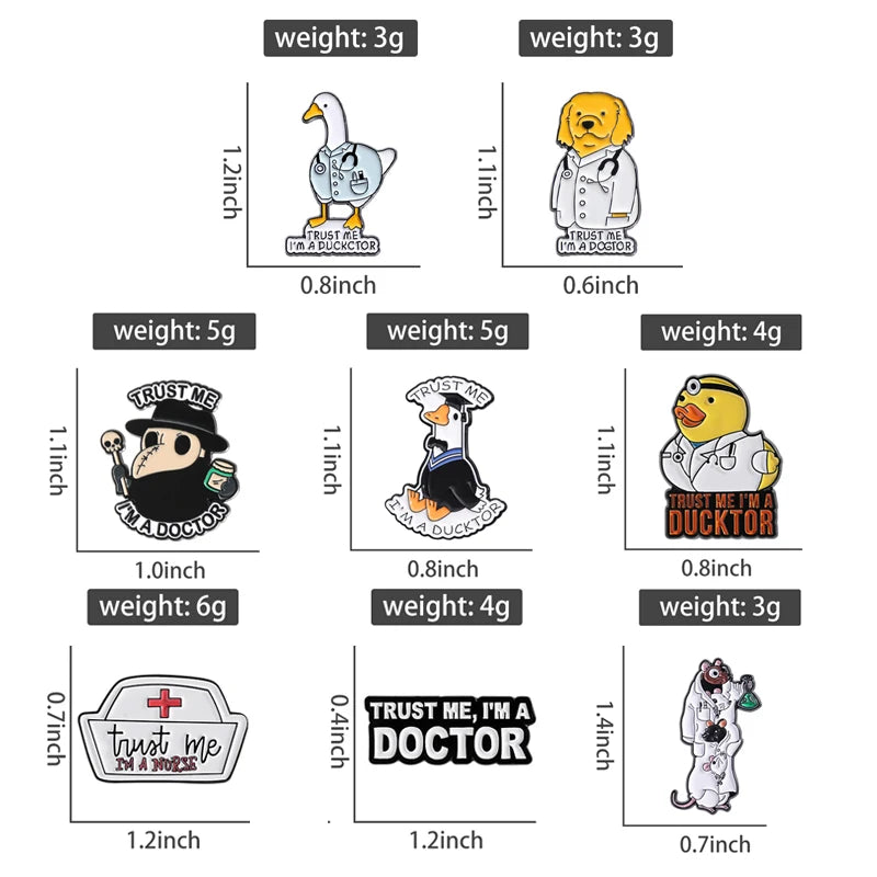 Funny Doctor Nurse Veterinarian Duck Dog Rat Enamel Brooch Lapel Pin Badge Novelty Gift