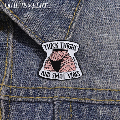 Thick Thighs and Smut Vibes Brooch Enamel Pin Badge Stockings Backpack Lapel Badge