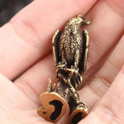 Mini Brass Copper Metal Eagle Figurine – Desk Buddy Ornament Collectible