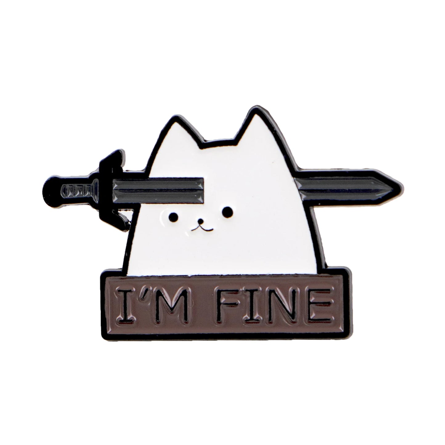 I’m Fine Cat Sword Funny Sarcastic Enamel Brooch Lapel Pin Badge Novelty Gift