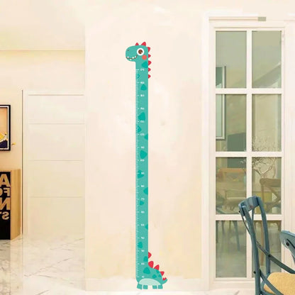 Cartoon Wall Height Chart Sticker – Removable Kids Growth Ruler for Bedroom or Nursery - Unicorn, Giraffe and Dinosaur