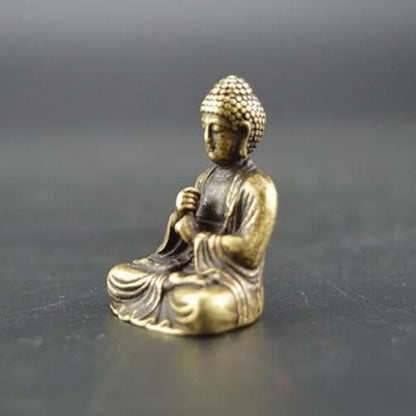 Set of 2 Mini Brass Copper Metal Buddha Figurine – Desk Buddy Ornament Collectible