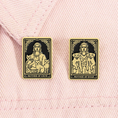 Mother of Dogs Mother of Cats Tarot Card Style Enamel Pin Badge Cat Dog Lovers Mom