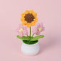 Crochet Knitted Artificial Flower Plant in Pot - Hand Woven Potted Desk Desktop Home Decor Gift Ornament