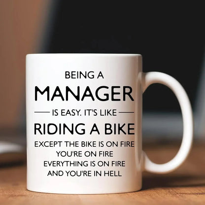Being a Manager Mug – Funny Novelty 11oz Ceramic Coffee Cup Boss Coworker Office Gift