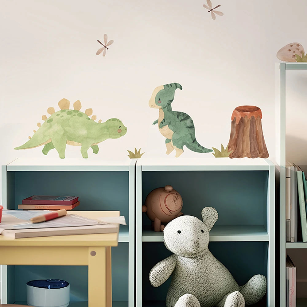 Dinosaur Wall Decals – Cartoon Dino Adhesive Vinyl Sticker Set for Wall Decor