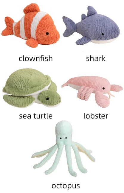 40-50cm Large Marine Animal Plush Soft Toy – Turtle, Lobster, Clownfish, Shark, Octopus