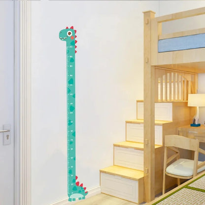 Cartoon Wall Height Chart Sticker – Removable Kids Growth Ruler for Bedroom or Nursery - Unicorn, Giraffe and Dinosaur