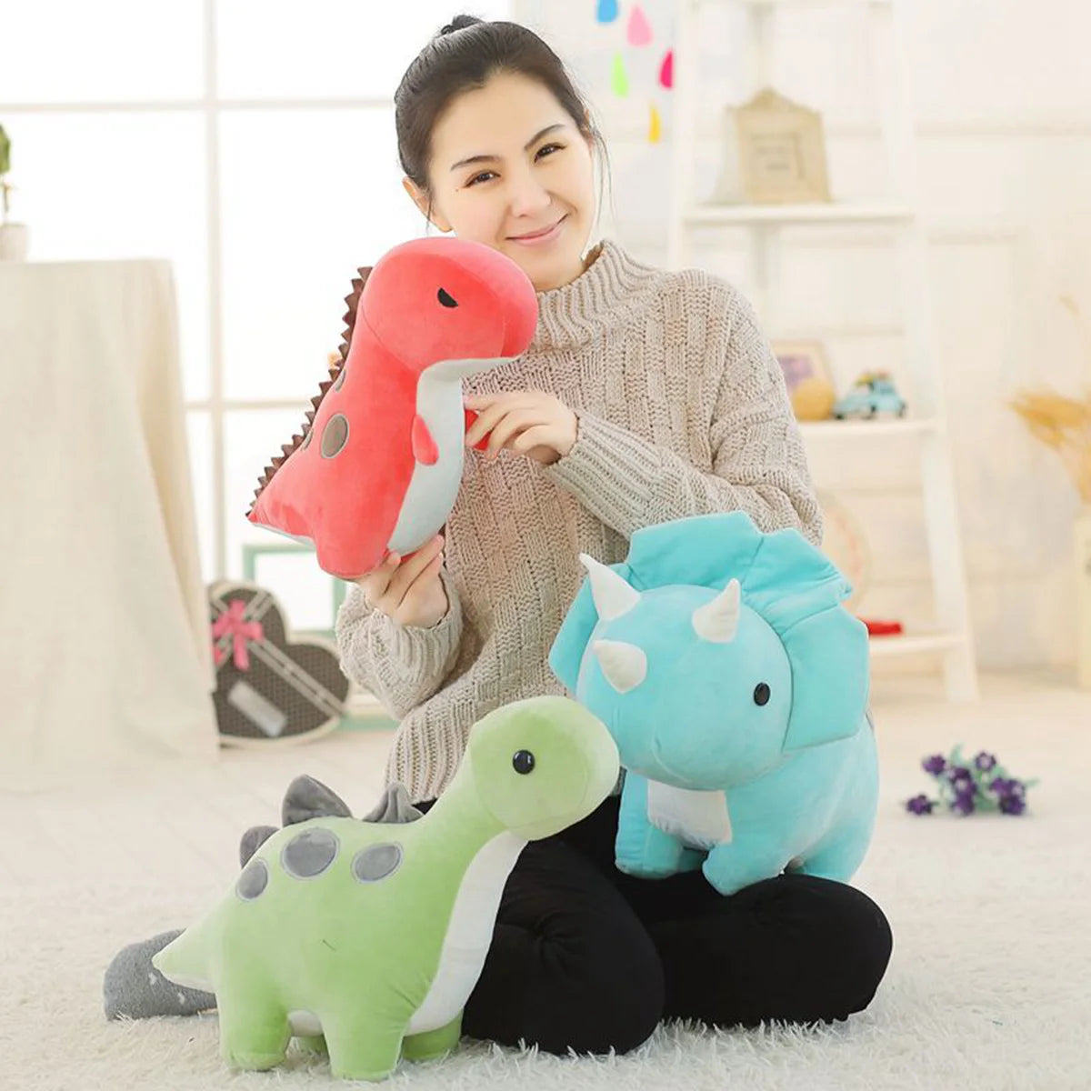 Large Dinosaur Plush Soft Toy – 5 Designs, 30cm or 50cm Stuffed Dinosaurs Animals