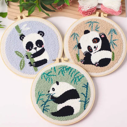 20cm Panda Design Punch Needle DIY Kit Set – Beginner Animal Craft Set
