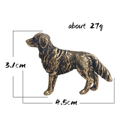 Mini Brass Copper Metal Dog Figurine – Desk Buddy Ornament Collectible