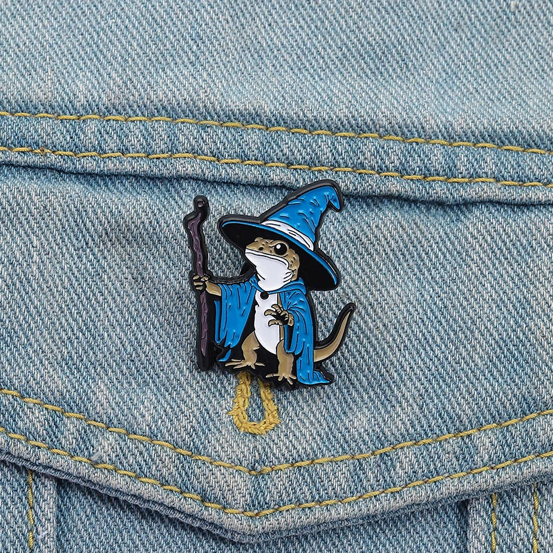 Wizard Lizard Enamel Pin Badge Cute Fantasy Funny Witch Hat