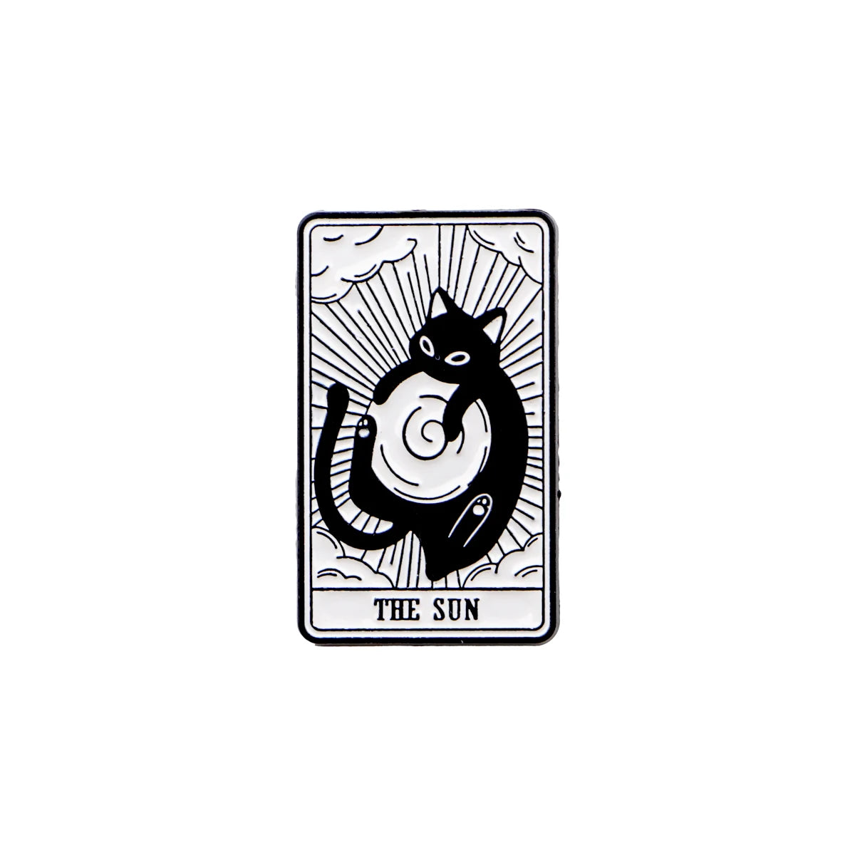 Mystic Black White Cats Tarot Card Design Enamel Pin Badges Moon Sun Strength Fortune Cat