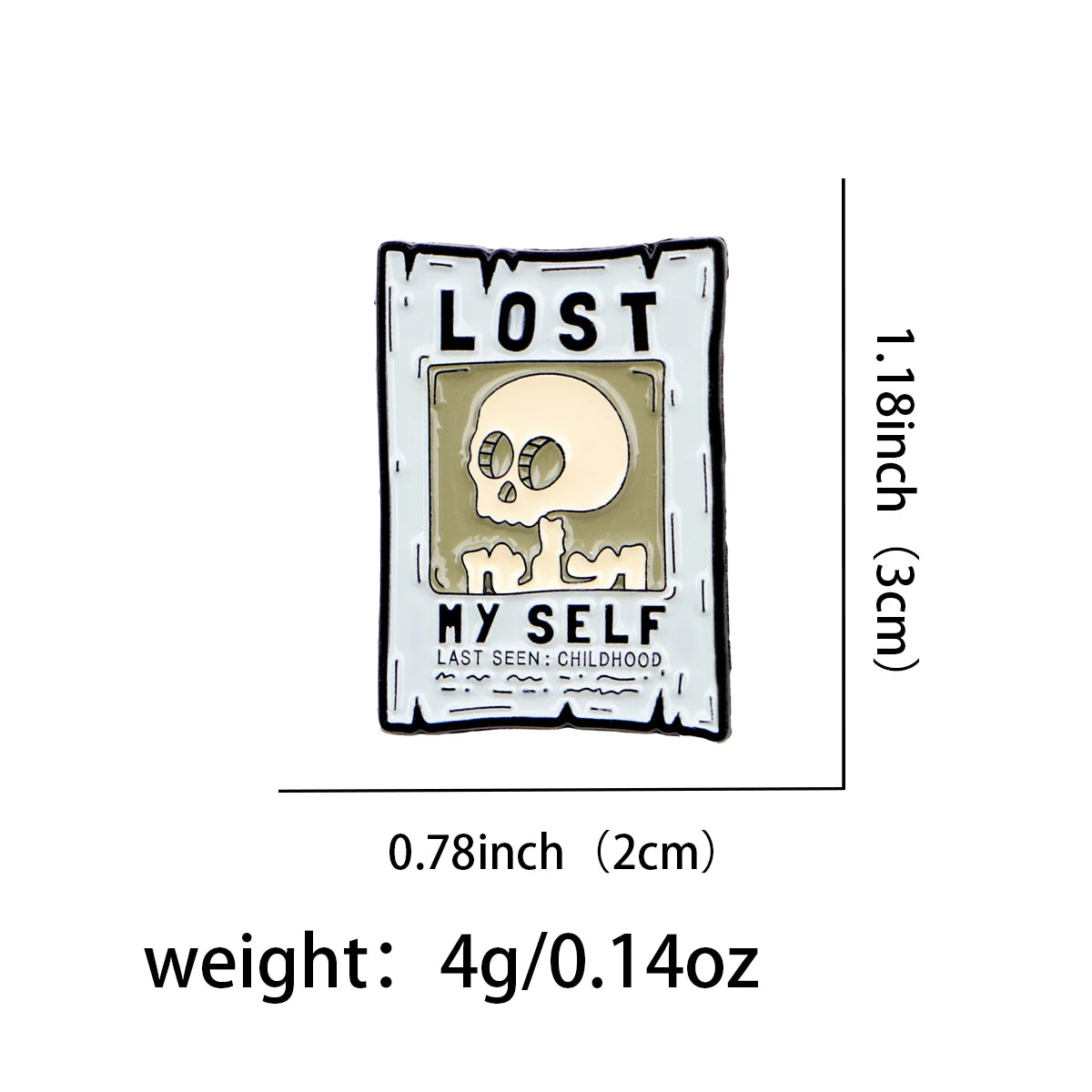 Skeleton Lost Myself Poster Funny Sarcastic Enamel Brooch Lapel Pin Badge Novelty Gift