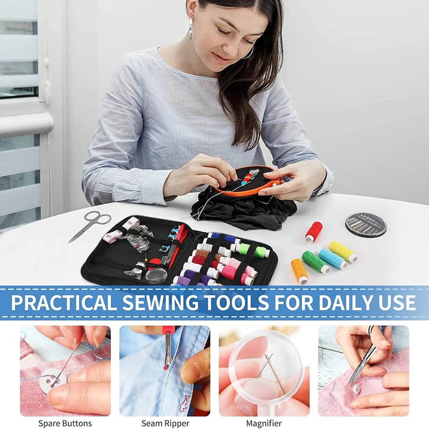 DIY Multi-Function Sewing Kit – Compact Sewing Box Set for Hand Quilting, Stitching & Repairs