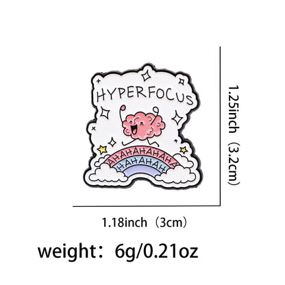 Hyperfocus ADHD Brain Funny Enamel Brooch Lapel Pin Badge Gift Neurodivergent